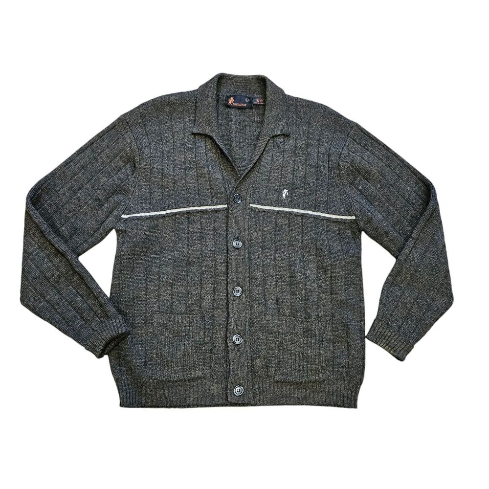 Vtg Bronzini Cardigan Sweater Mens L Embroidered Horse Equestrian Preppy Western